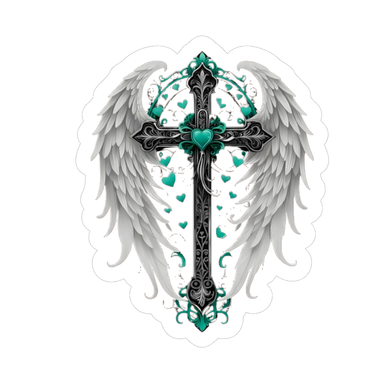 Feathered Cross (Teal)