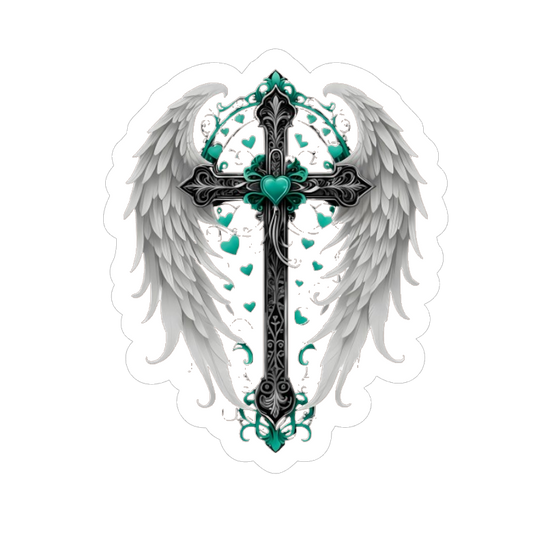 Feathered Cross (Teal)